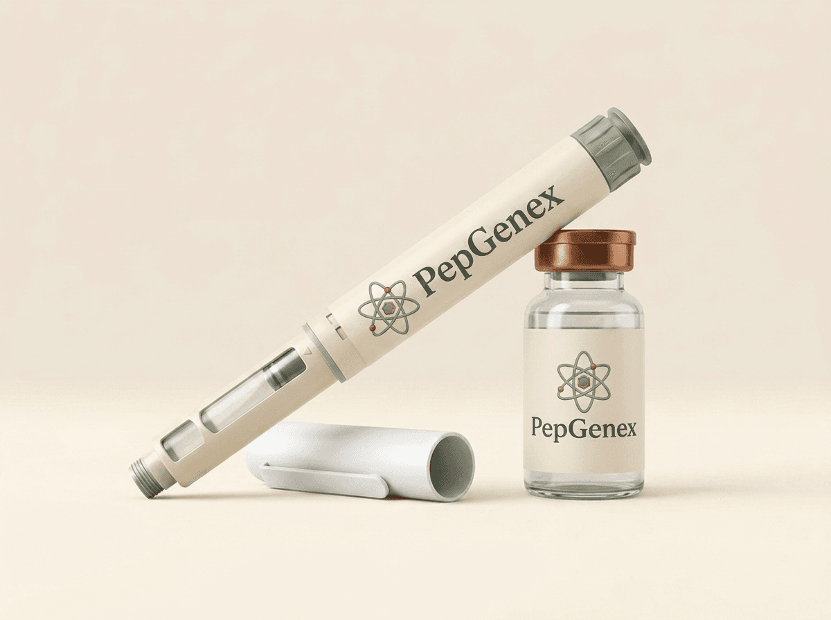 PepGenex ready-to-use injector pen and vial